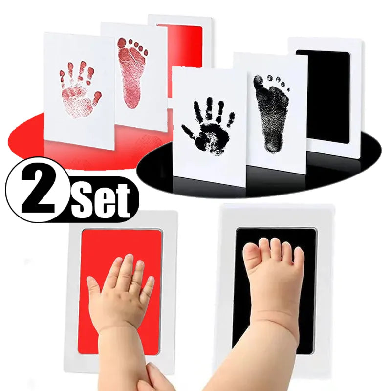 2 Set Baby Handprint Footprints Ink Pads Safe Non-toxic No-Touch Skin Inkless Inkpad Kits Pet Cat Dog Paw Prints Souvenirs Gifts