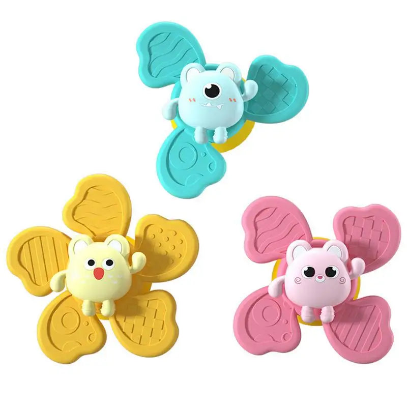 1pc Baby Bath Toys Funny Bathing Sucker Spinner Suction Cup Cartoon Rattles Fidget Educational Toys For Children Boys Gift